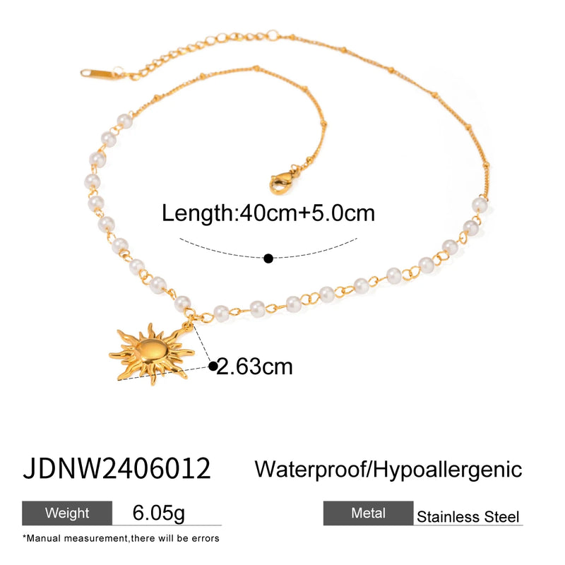 Marion Sun Pendant Pearl Necklace – Gold