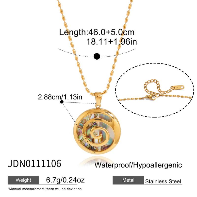 Edith Iridescent Shell Spiral Necklace – Gold