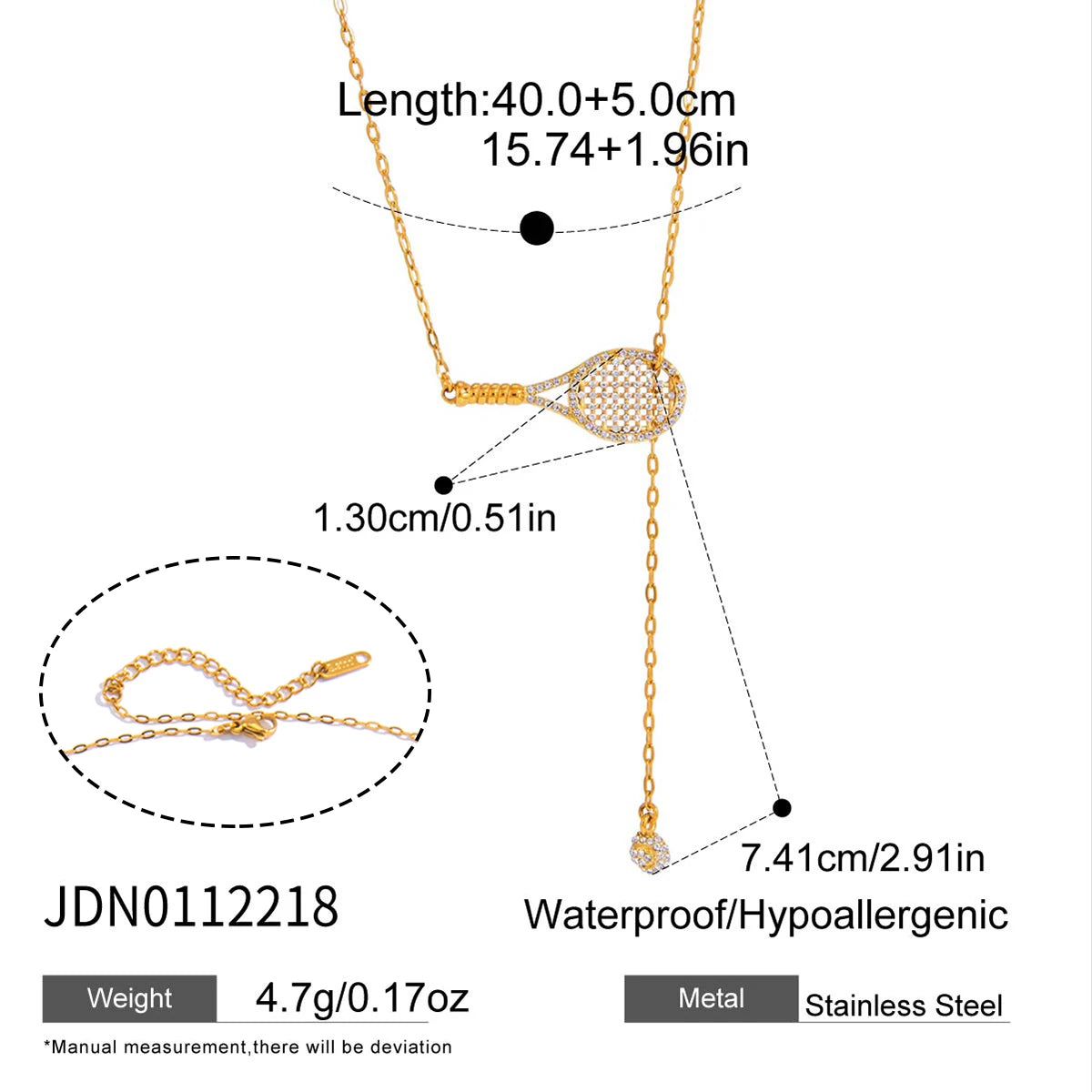 Beatrice Racket Necklace - Gold