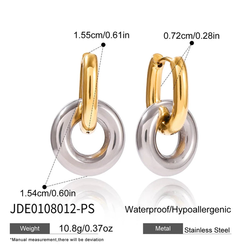Maud Interlocking Ring Hoop Earrings – Two-Tone
