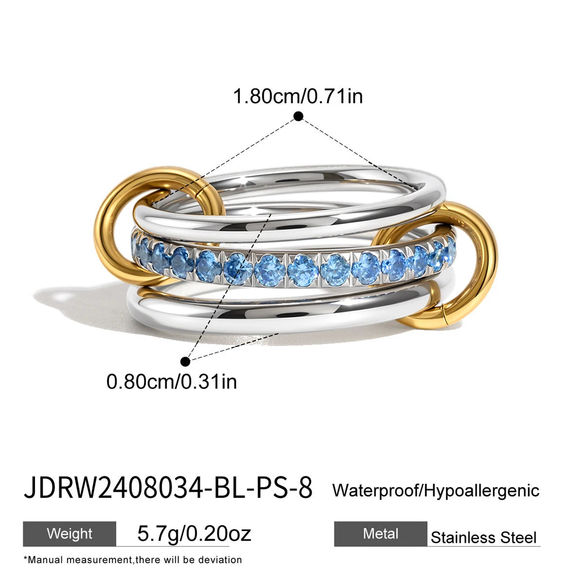 Celine Pastel Zircon Stacking Set - White