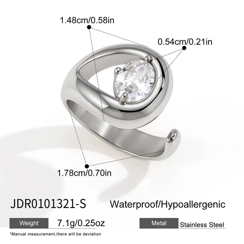 Ariane Teardrop Crystal Ring – Silver