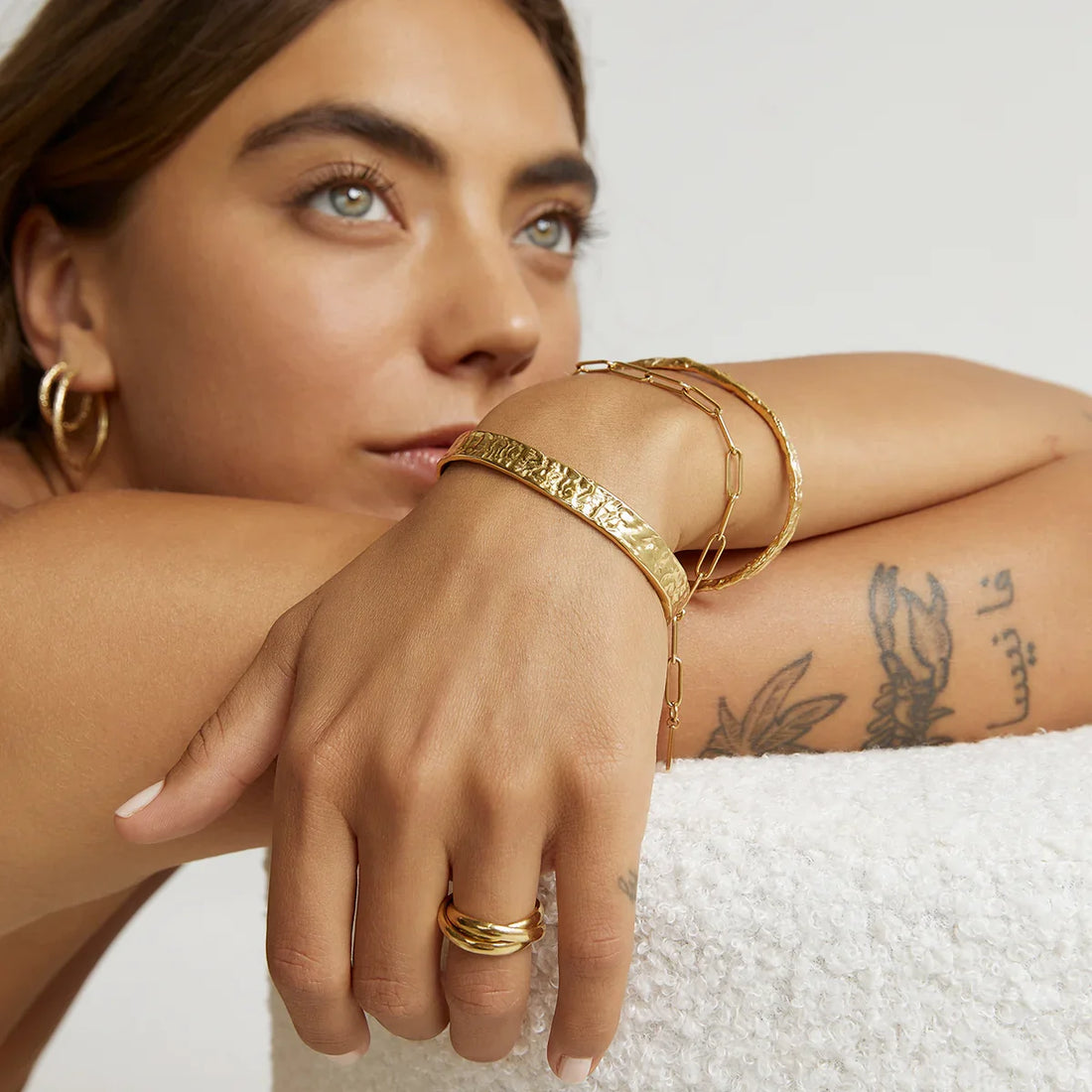 Camelia Textured Cuff Bangle – waterproof, tarnish-free bangle by Macaje