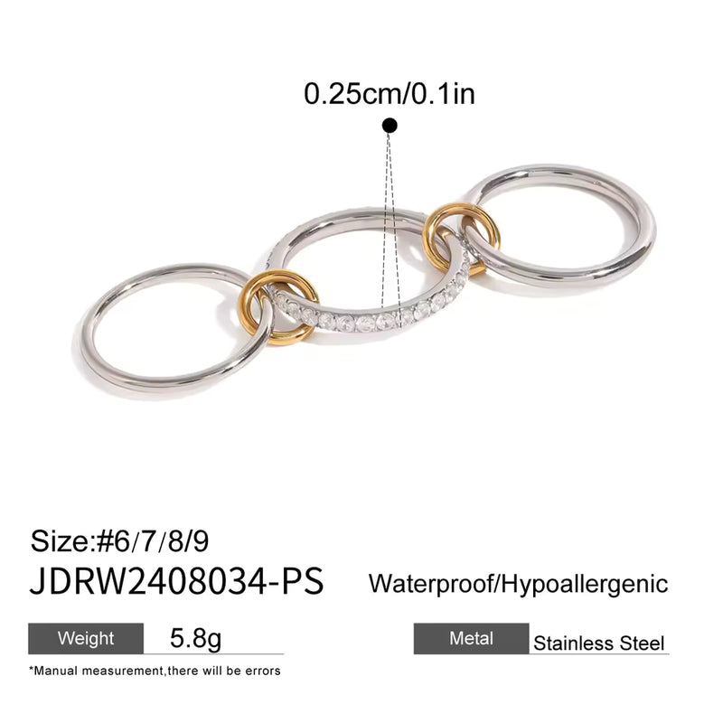 Isabeau Interlocking Triple-Band Ring – Two-Tone