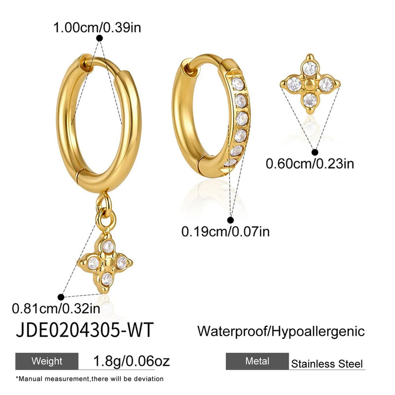 Julienne Flower Trio Earrings – Gold Clear