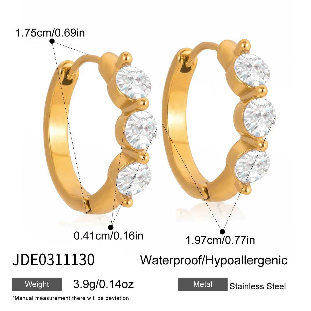 Clemence Zircon Earrings - Yellow Gold