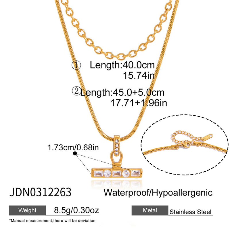 Fabienne Multilayer T-Bar Necklace – Gold
