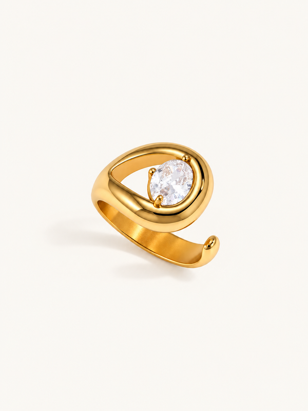Ariane Teardrop Crystal Ring – Gold