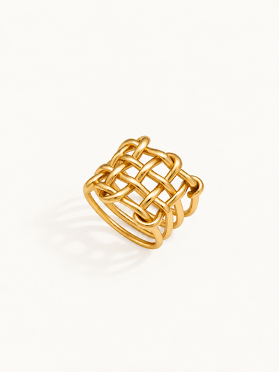 Aubrey Basketweave Statement Ring – Gold