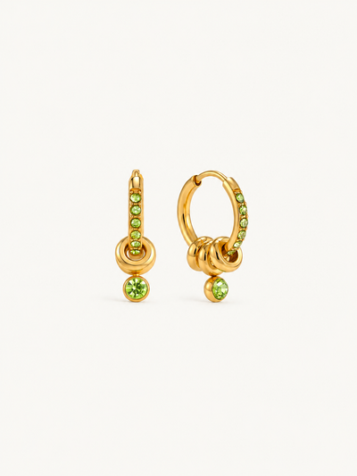 Aurelia Pave Huggie Hoop Earrings – Green