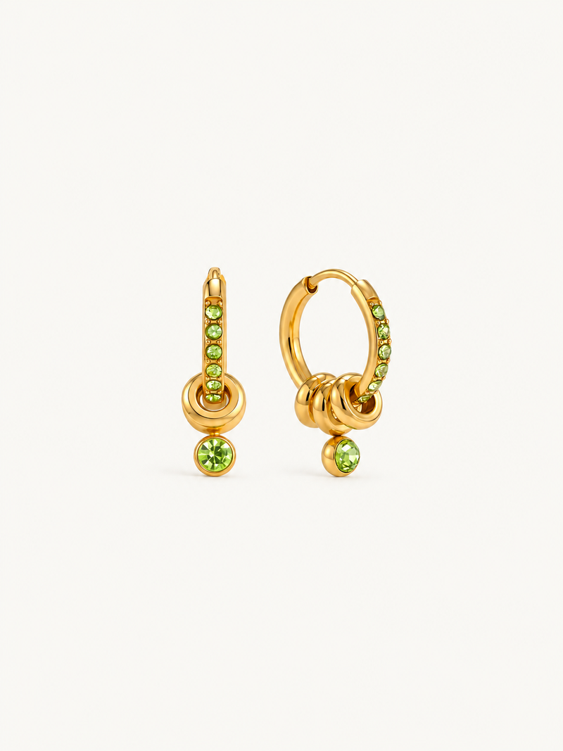 Aurelia Pave Huggie Hoop Earrings – Green