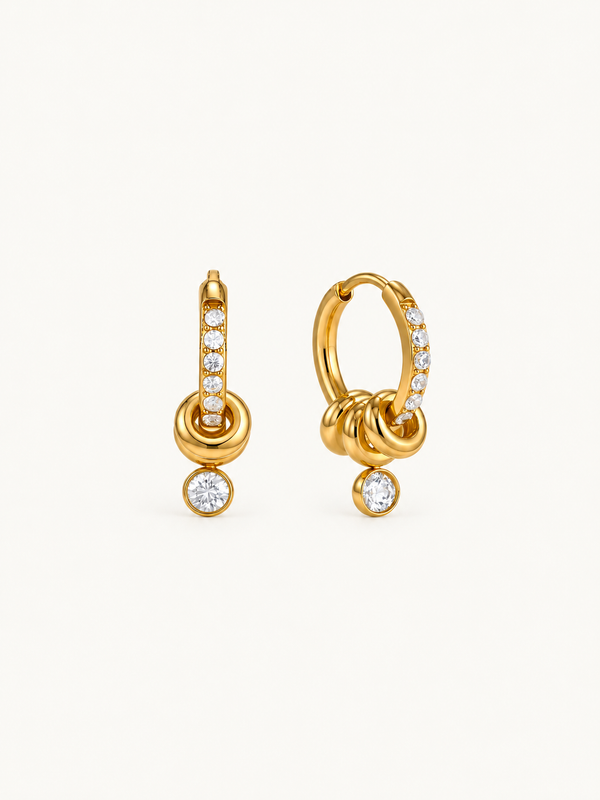 Aurelia Pave Huggie Hoop Earrings – White