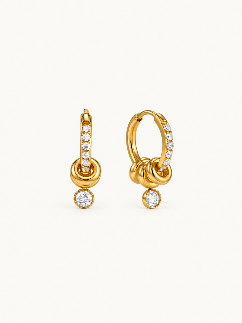 Aurelia Pave Huggie Hoop Earrings – White