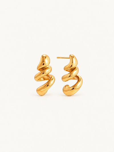 Berenice Twisted Spiral Stud Earrings – Gold