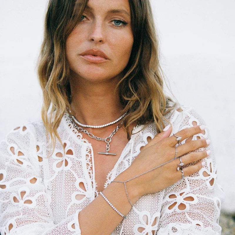 Nadege Round Stone Tennis Necklace – Gold