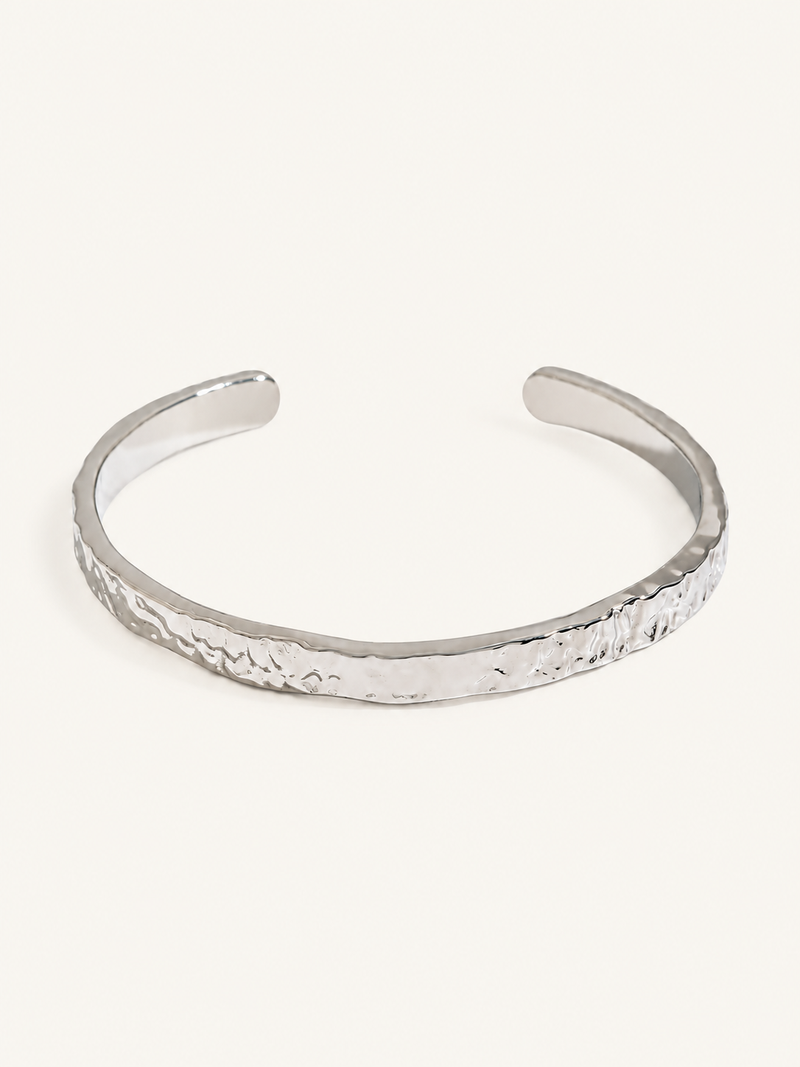 Brise Textured Cuff Bangle — Silver