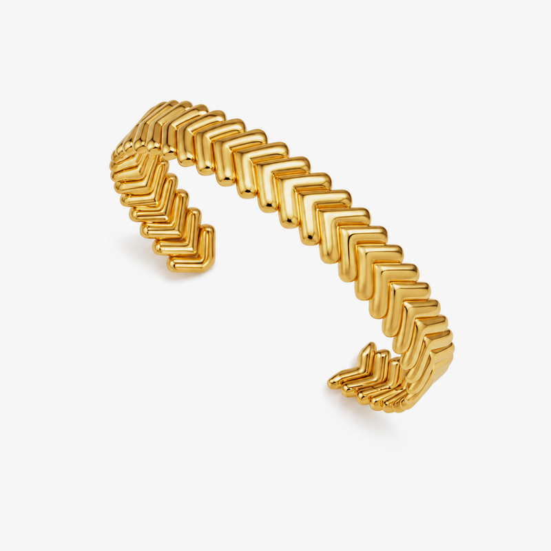 Cadence Chevron Cuff Bangle — Gold