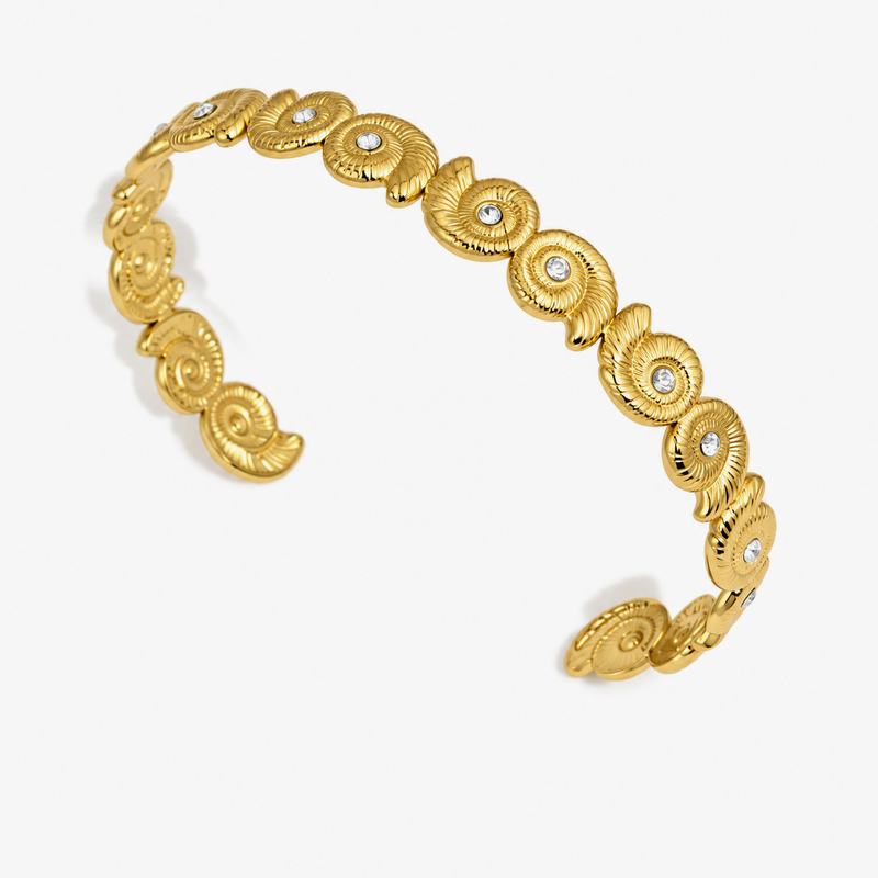Calliope Spiral Shell Cuff Bangle — Ridged Shell