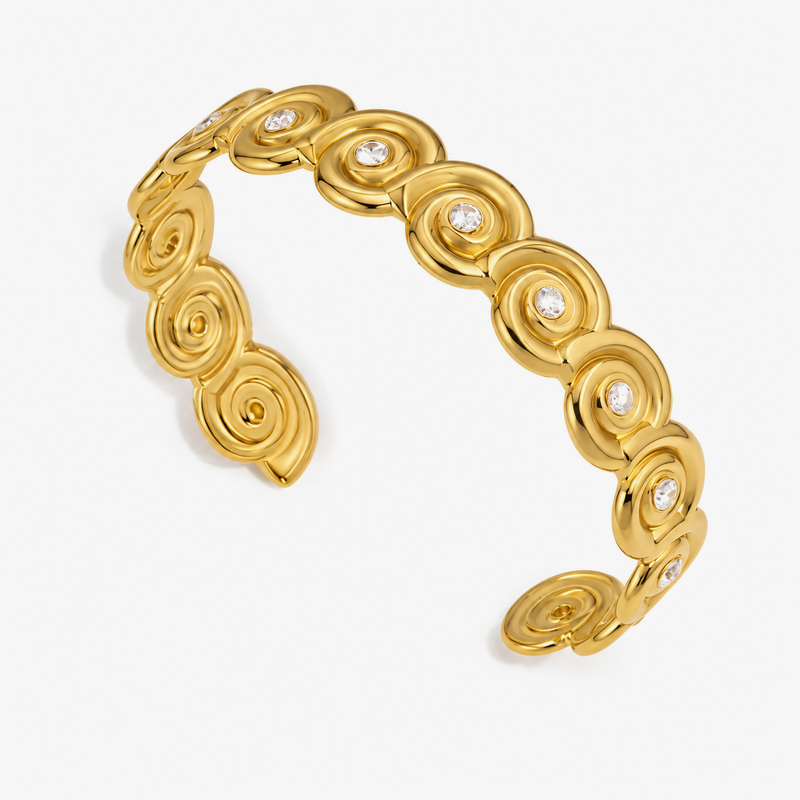Calliope Spiral Shell Cuff Bangle — Smooth Spiral