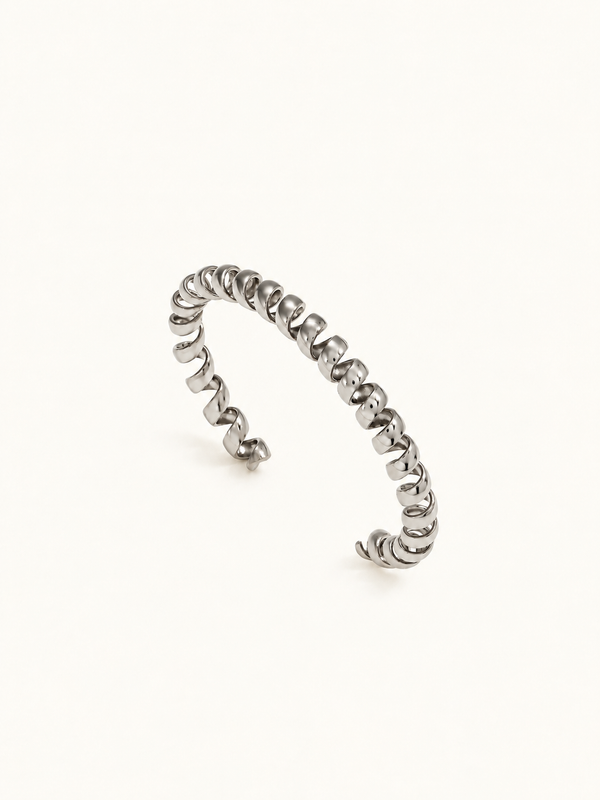Cherie Twisted Cuff Bangle — Silver