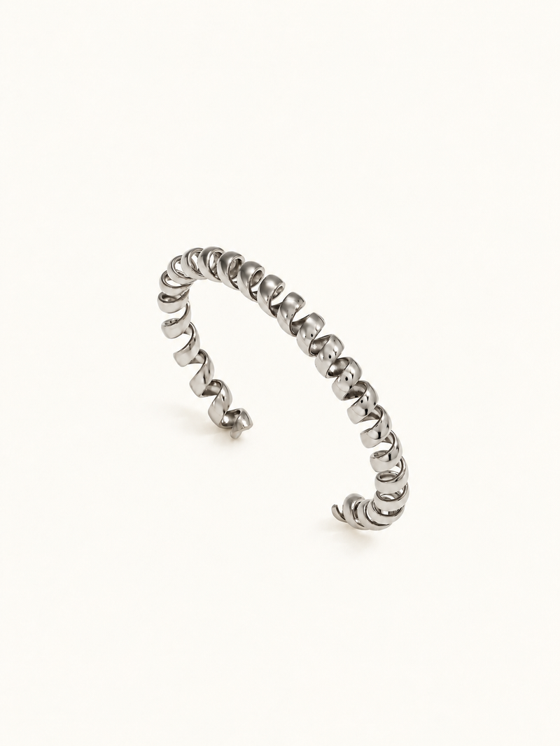 Cherie Twisted Cuff Bangle — Silver