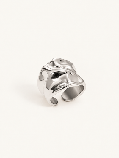 Clara Molten Wide Band Ring – Silver