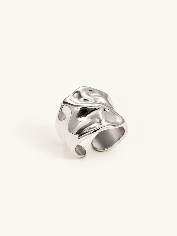 Clara Molten Wide Band Ring – Silver