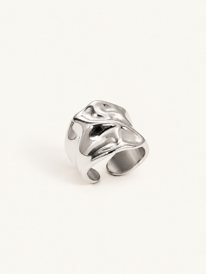 Clara Molten Wide Band Ring – Silver