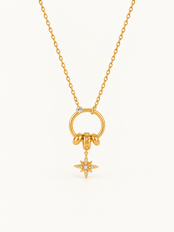 Corinne Star & Bead Chain Necklace – Circle & Star