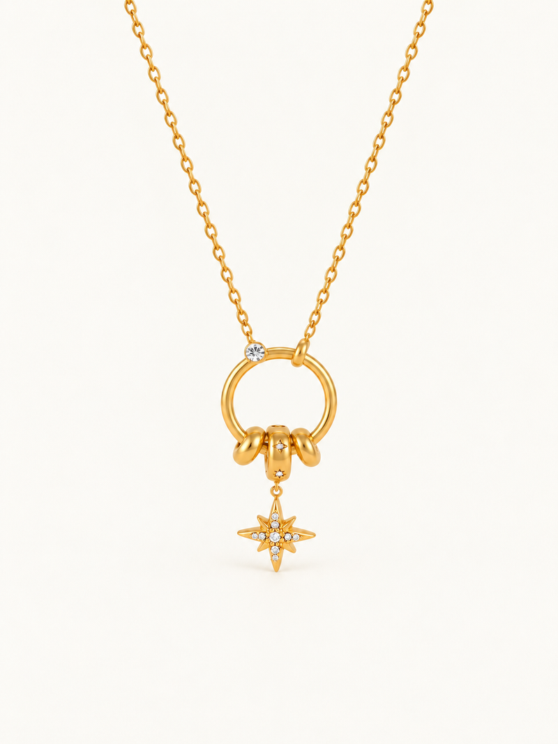 Corinne Star & Bead Chain Necklace – Circle & Star