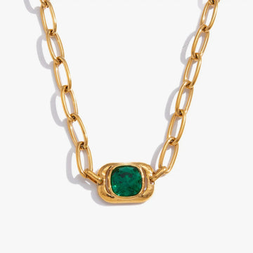 Delphine Green Glass Necklace