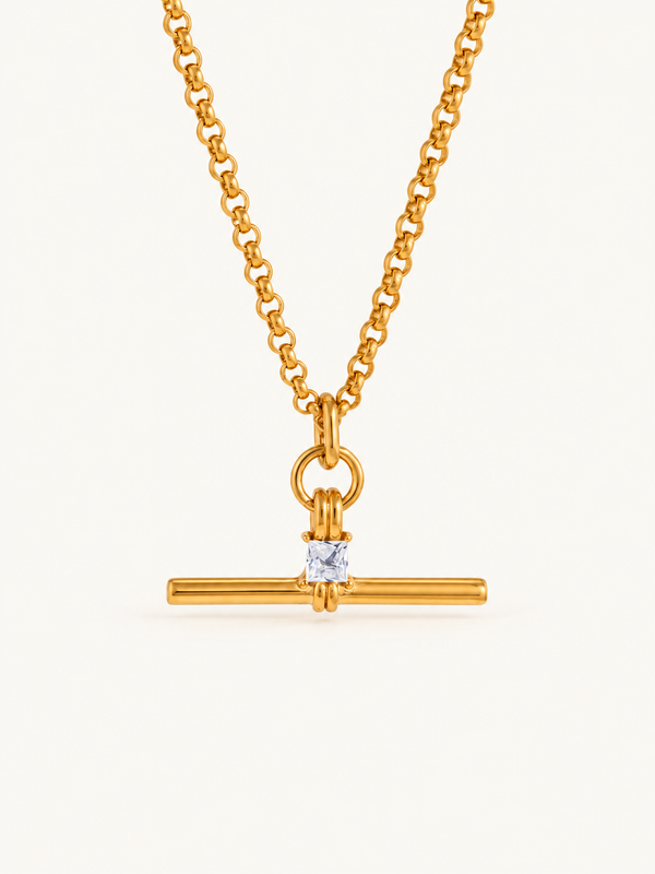 Dorothee Crystal T-Bar Necklace - Gold clean variation image