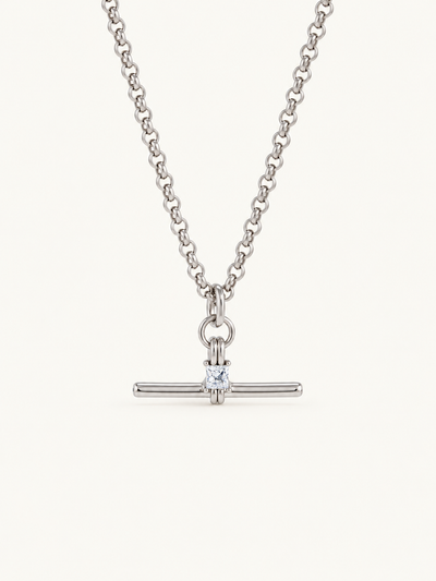 Dorothee Crystal T-Bar Necklace - Silver clean variation image