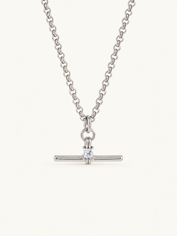 Dorothee Crystal T-Bar Necklace - Silver clean variation image
