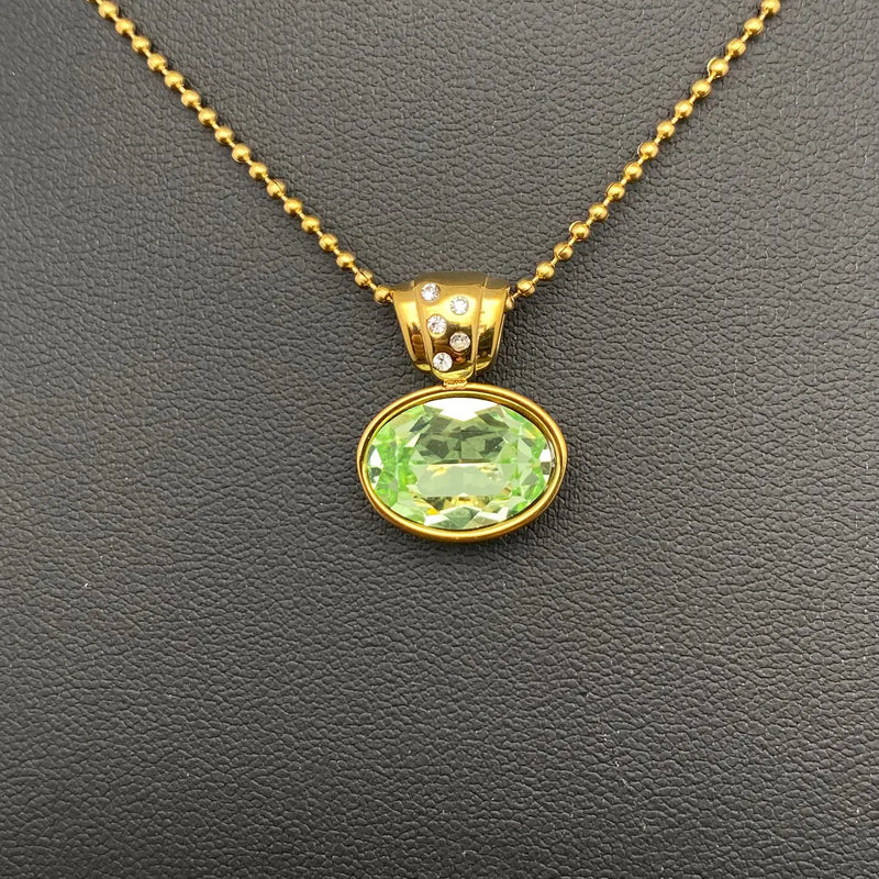 Amandine Faceted Stone Pendant Necklace – Peridot Green