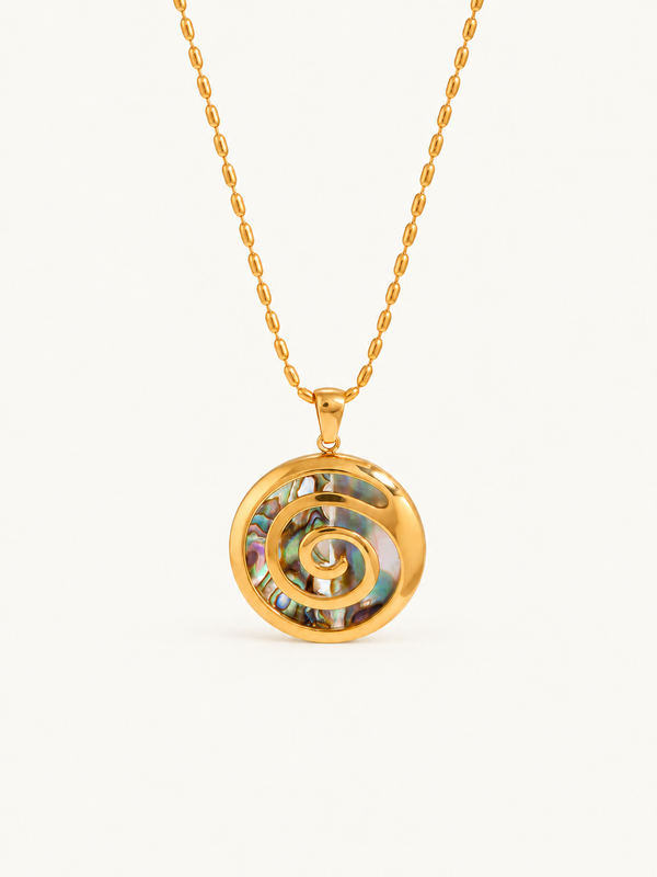 Edith Iridescent Shell Spiral Necklace - Gold clean variation image
