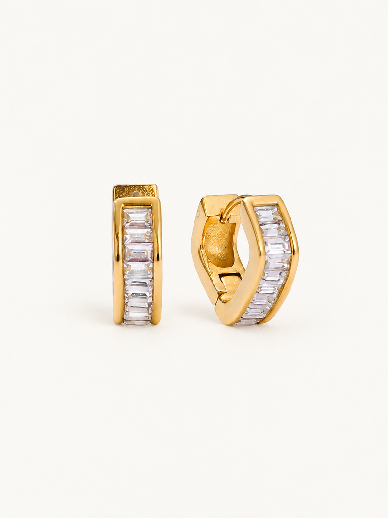 Emeline Baguette Huggie Hoop Earrings - Gold clean variation image