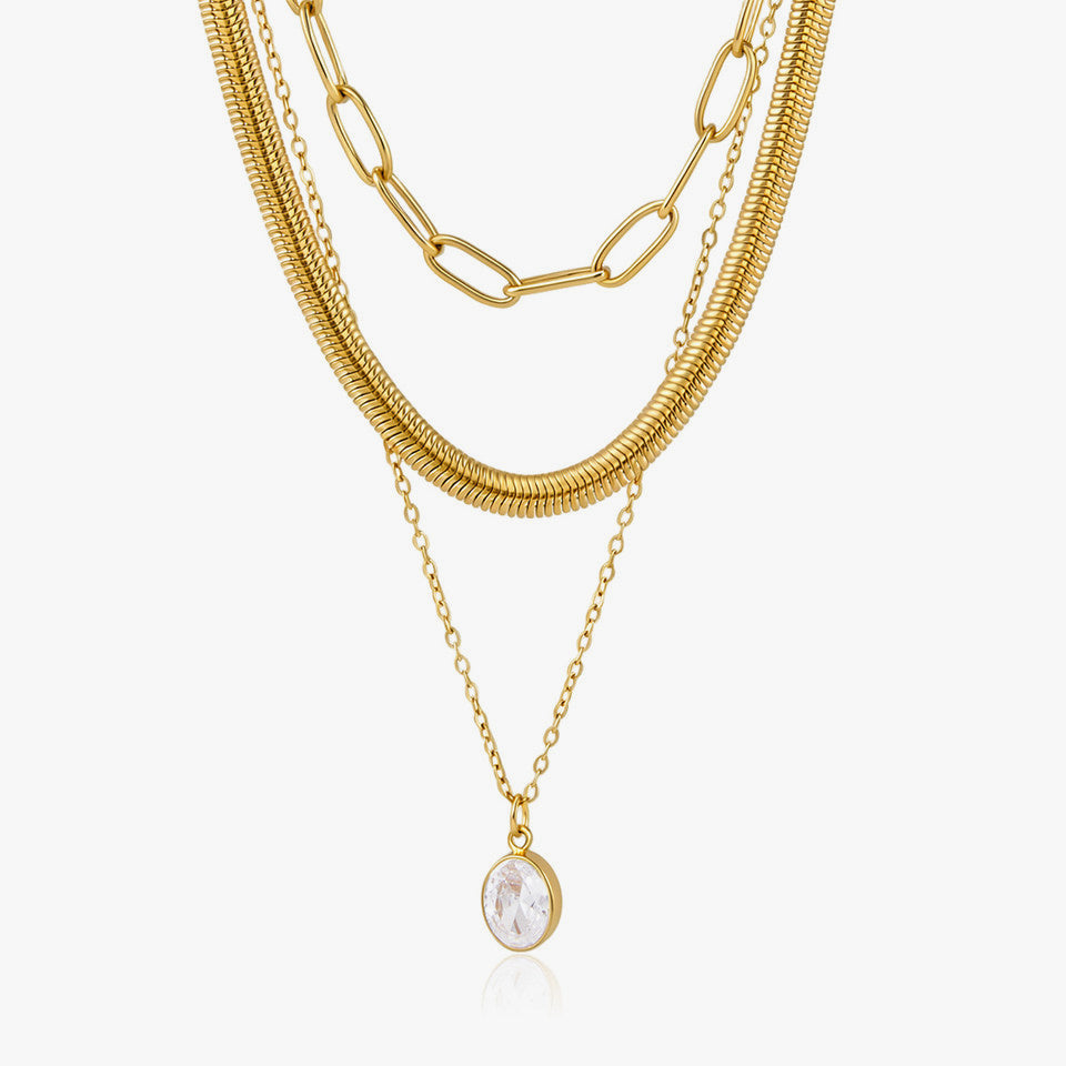 Emilie Multilayer Oval Necklace