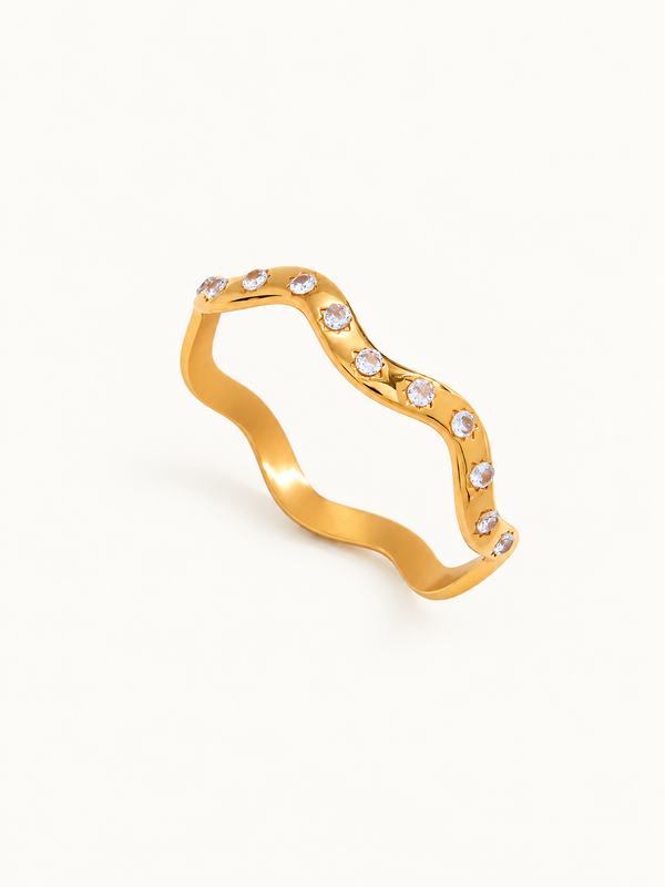 Eva Crystal Wave Bangle - Gold clean variation image