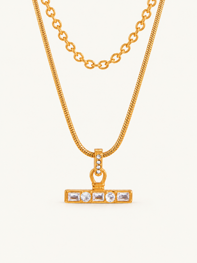 Fabienne Multilayer T-Bar Necklace - Gold clean variation image