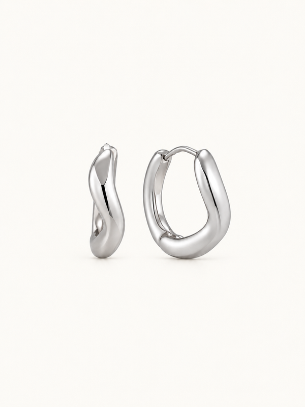 Fanny Sculpted Huggie Hoop Earrings - Silver clean variation image