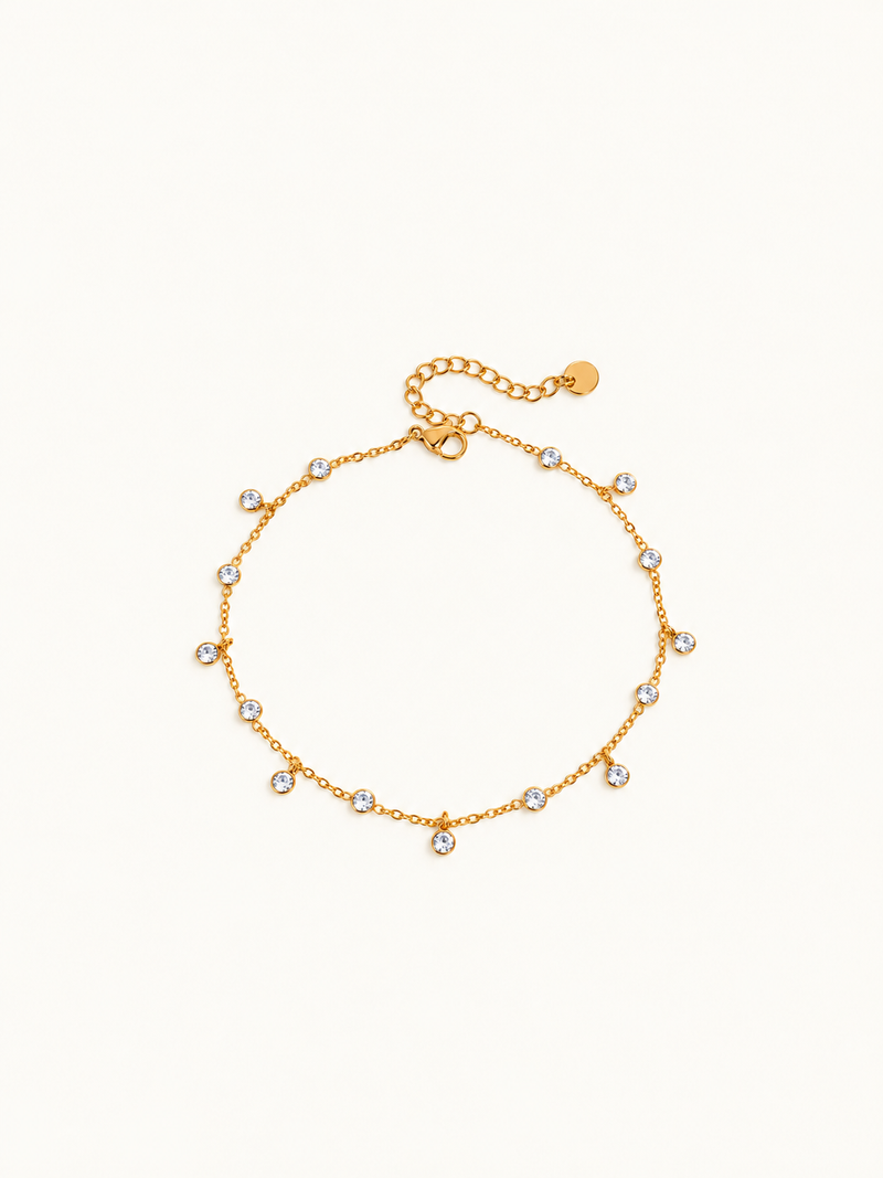 Faye Crystal Station Anklet – Round Stations