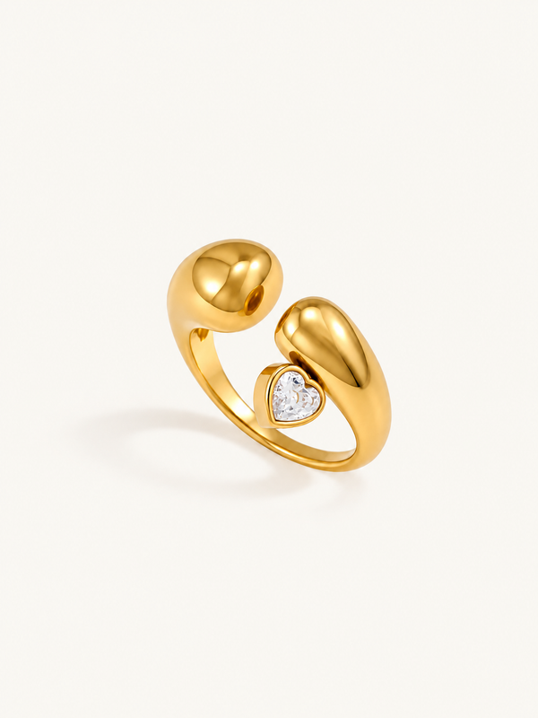 Felicie Heart Stone Open Ring - Gold clean variation image