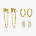 Garance Crystal Earring Trio Set – waterproof, tarnish-free earrings by Macaje