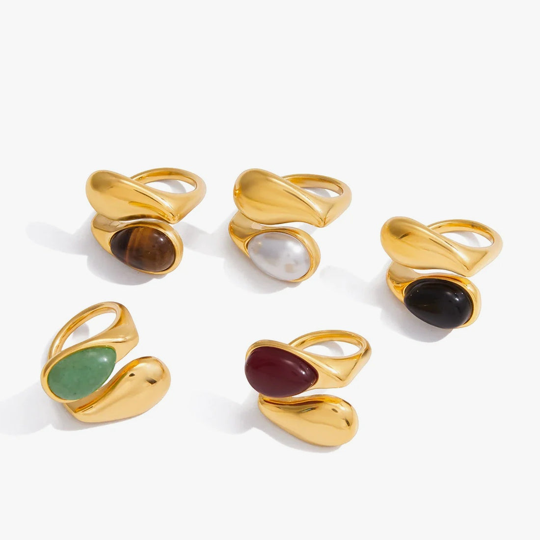 Goutte Natural Stone Wrap Ring – waterproof, tarnish-free ring by Macaje