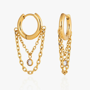 Heloise Chain Tassel Hoop Earrings