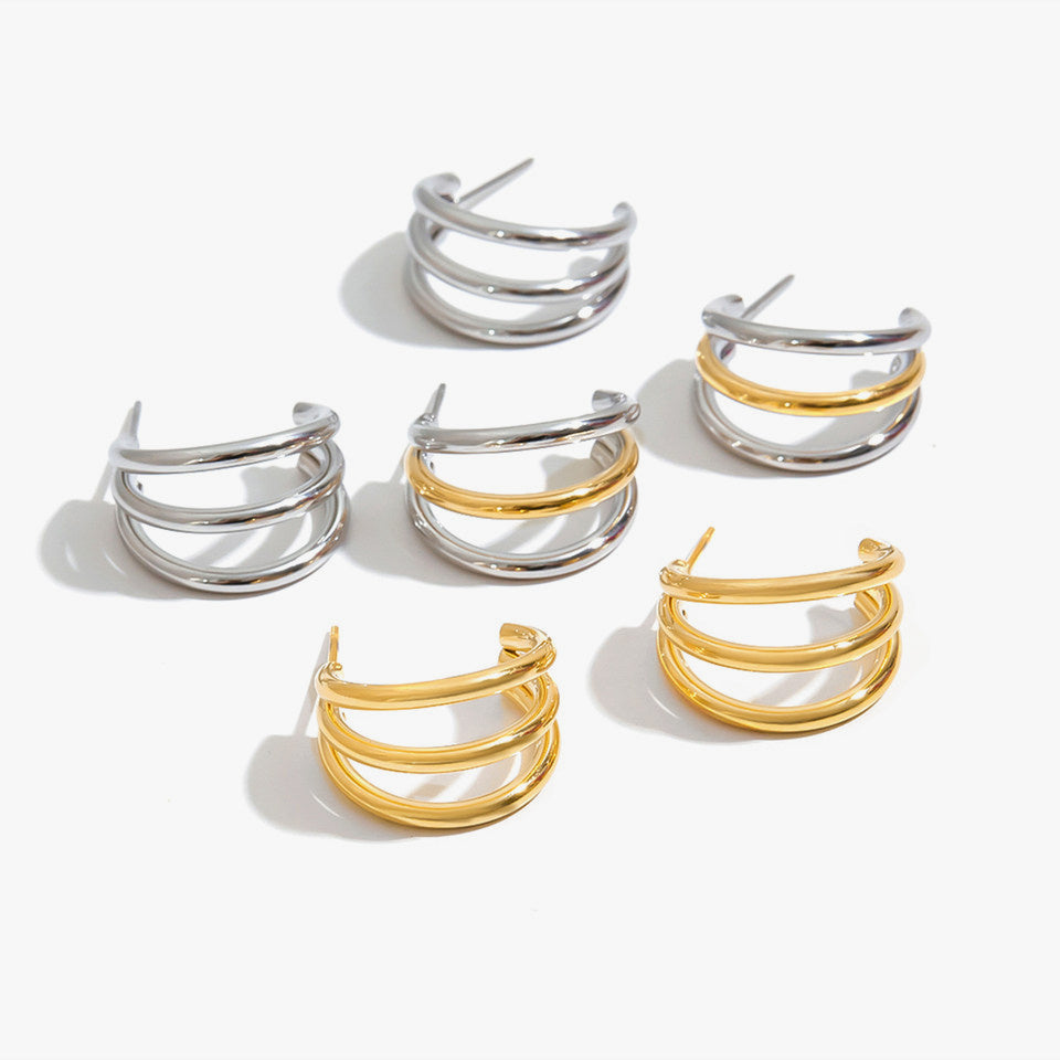 Henriette Triple-Band Hoop Earrings