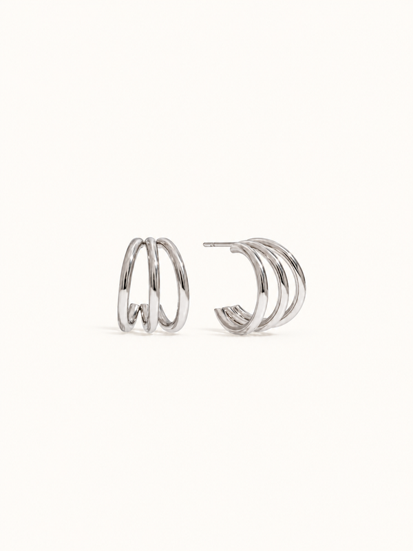 Henriette Triple-Band Hoop Earrings - Silver clean variation image