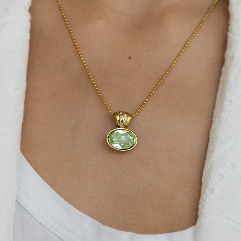 Amandine Faceted Stone Pendant Necklace – Peridot Green