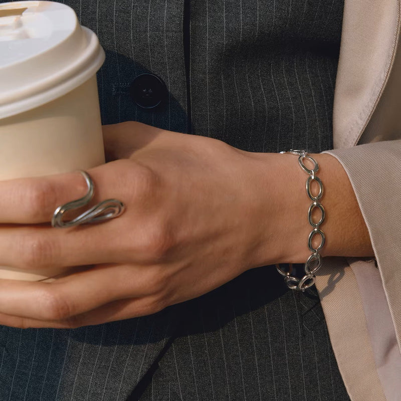 Estelle Chain Bracelet – Oval Link – Silver